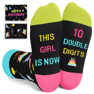 10 Year Old Birthday Gifts Ideas for Girls - Socks for Tween Girls Age 10, Presents for 10 Year Old Kids, Gifts for Ten Year Old Girls, Black
