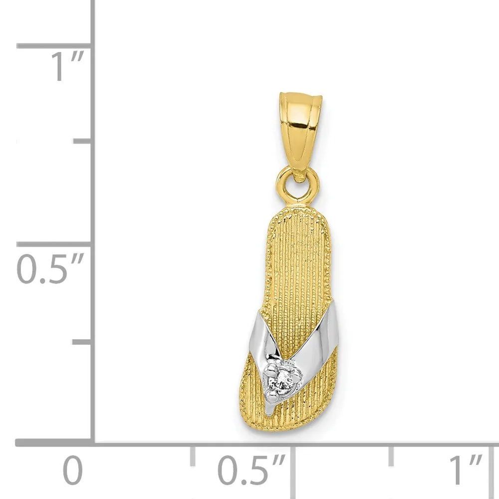 10k & Rhodium CZ Flip Flop Charm