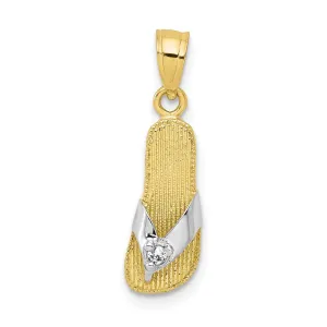 10k & Rhodium CZ Flip Flop Charm