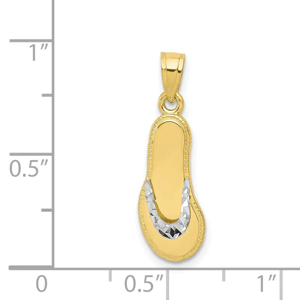 10K w/Rhodium Flip Flop Charm
