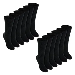 12 Pack Girls & Boys 100% Cotton Soft Breathable Loose Top Socks (2 Sizes)