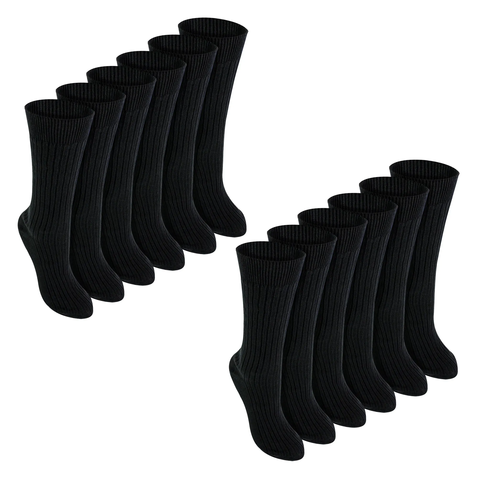 12 Pack Girls & Boys 100% Cotton Soft Breathable Loose Top Socks (2 Sizes)
