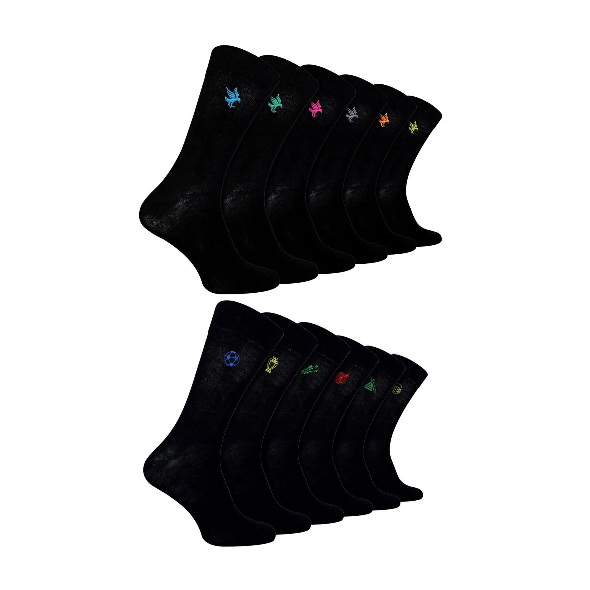 12 Pack Mens Value Breathable Bamboo Embriodered Dress Socks