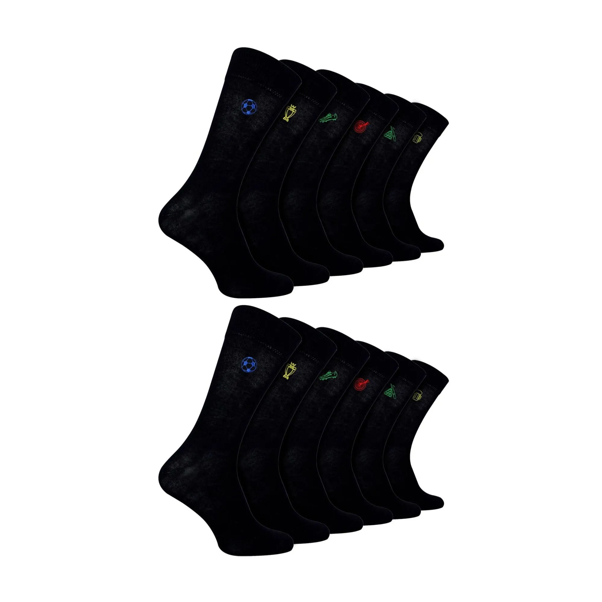12 Pack Mens Value Breathable Bamboo Embriodered Dress Socks
