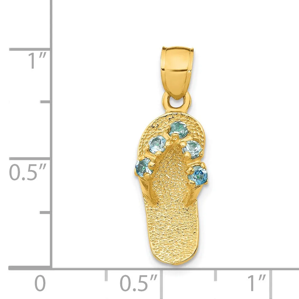 14k  3D December/CZ Birthstone Flip Flop Pendant