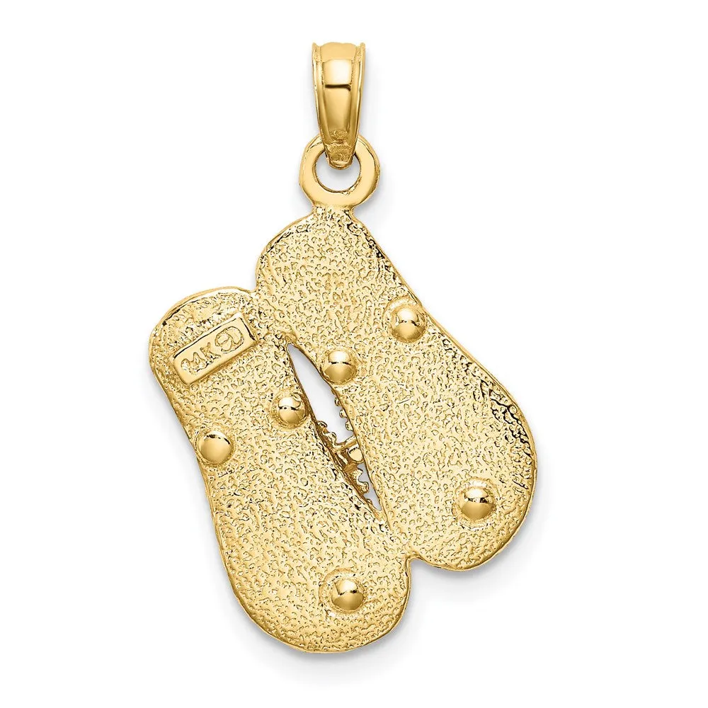 14K Large Textured Strap Double Flip-Flop Charm