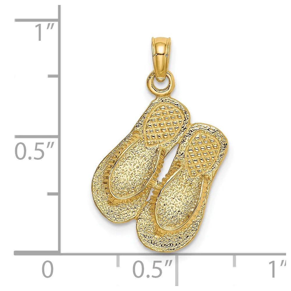 14K Large Textured Strap Double Flip-Flop Charm