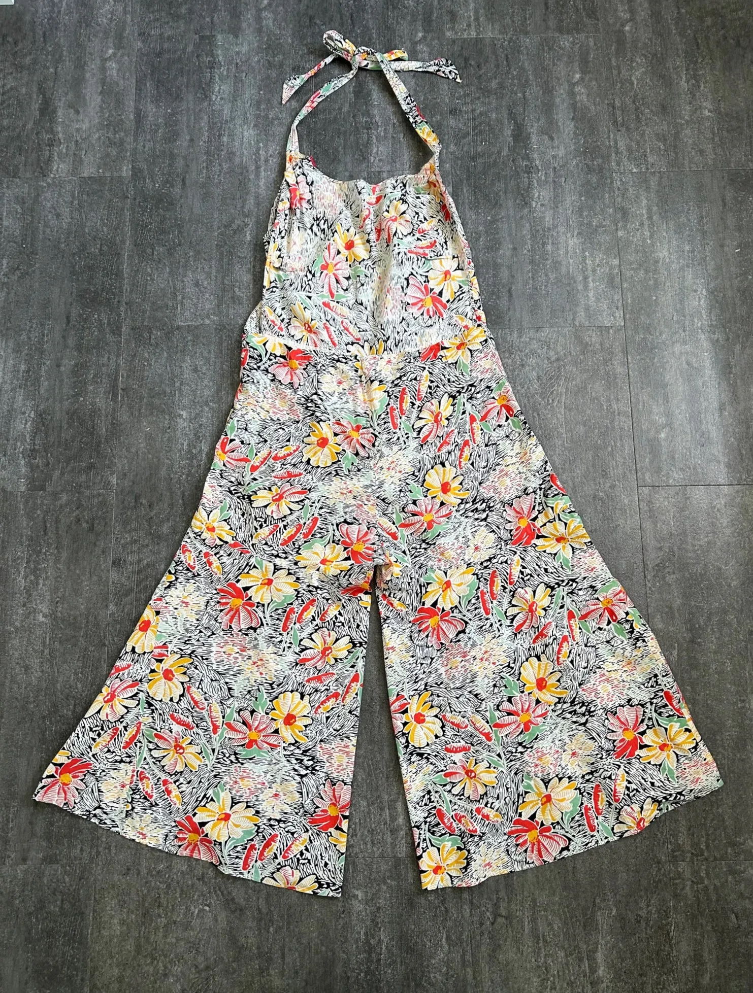 1930s beach pajamas . vintage 30s wide leg jumpsuit . size l to xl