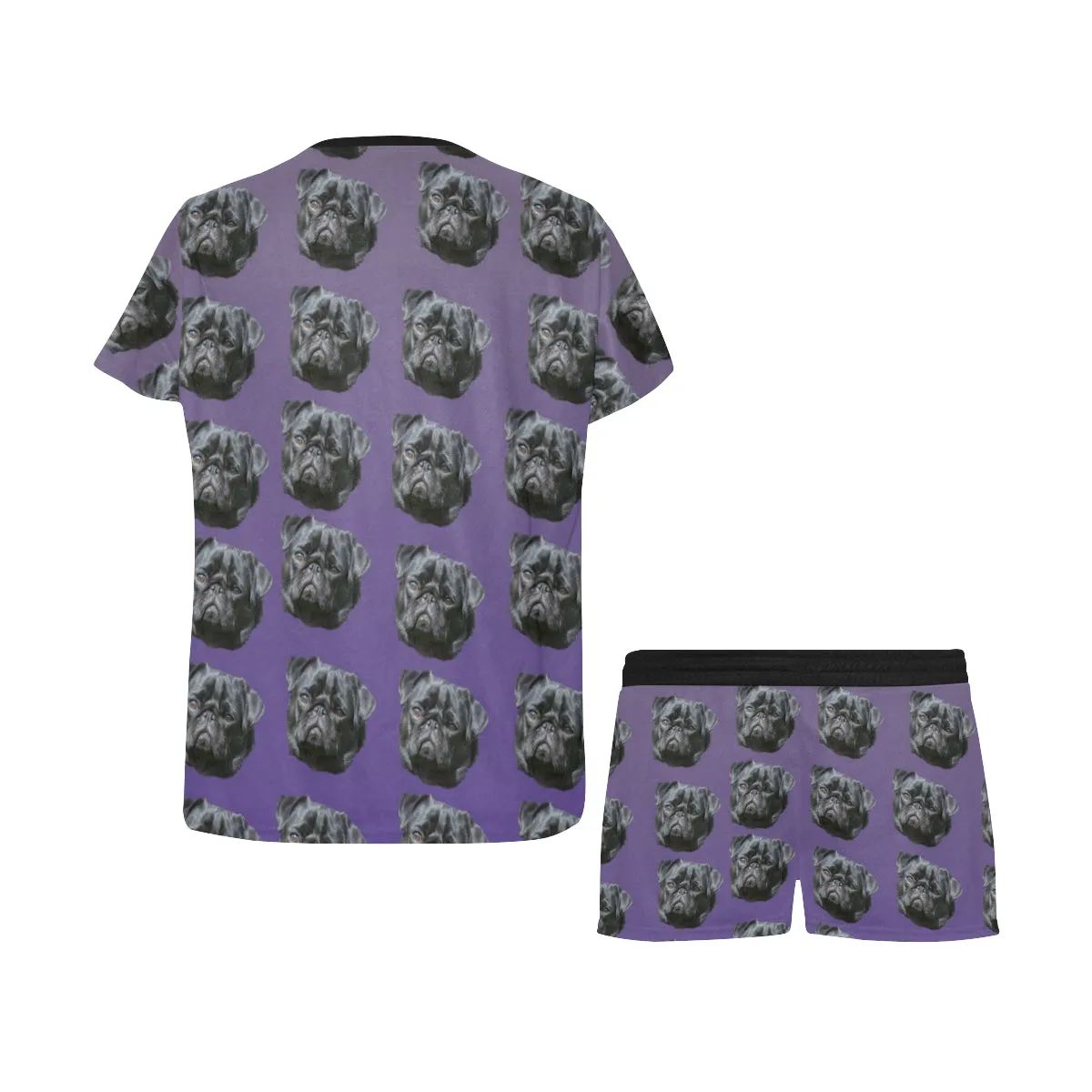 2 Piece Pug PJ Set - Black Pug