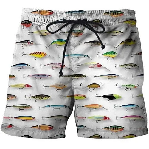 2019 summer men's fish-print beach shorts 3D printed fashion men's shorts fitness pants Asian size s-6xl