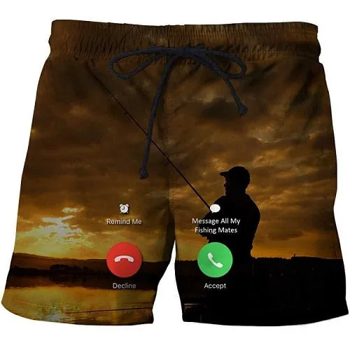 2019 summer men's fish-print beach shorts 3D printed fashion men's shorts fitness pants Asian size s-6xl