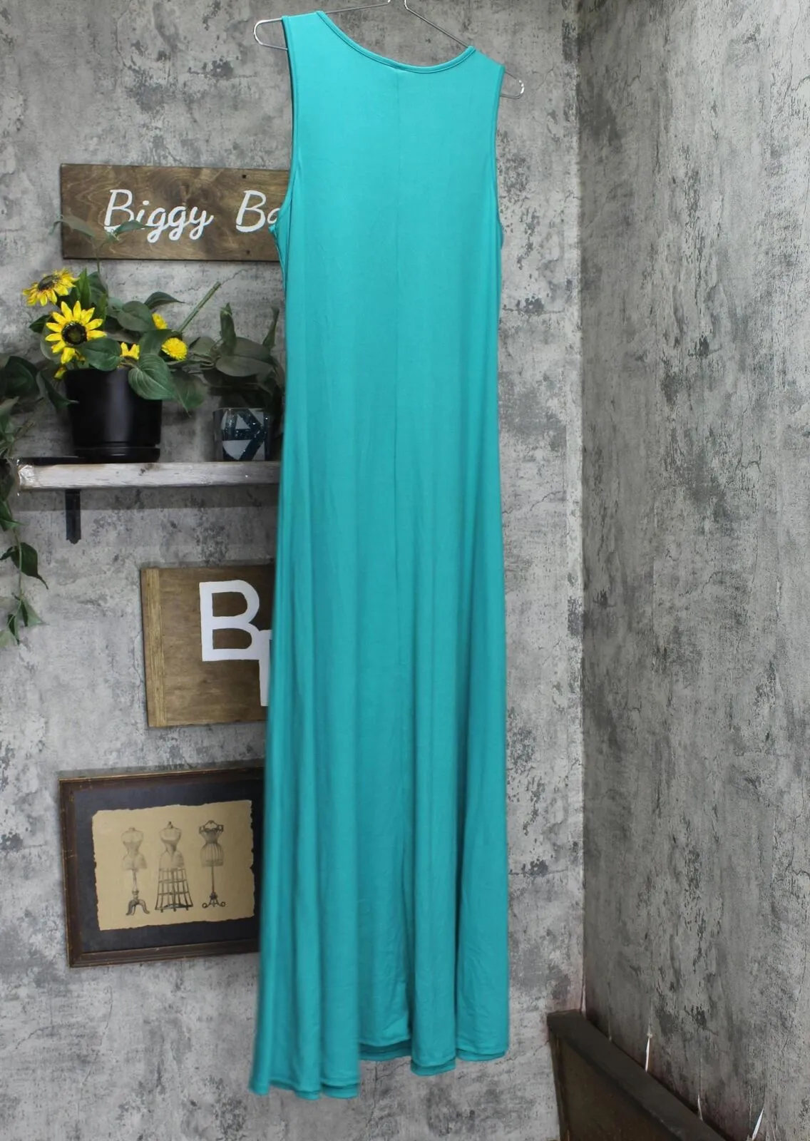 24seven Comfort Apparel Womens Plus Size Simple A-line Tank Maxi Dress P020695