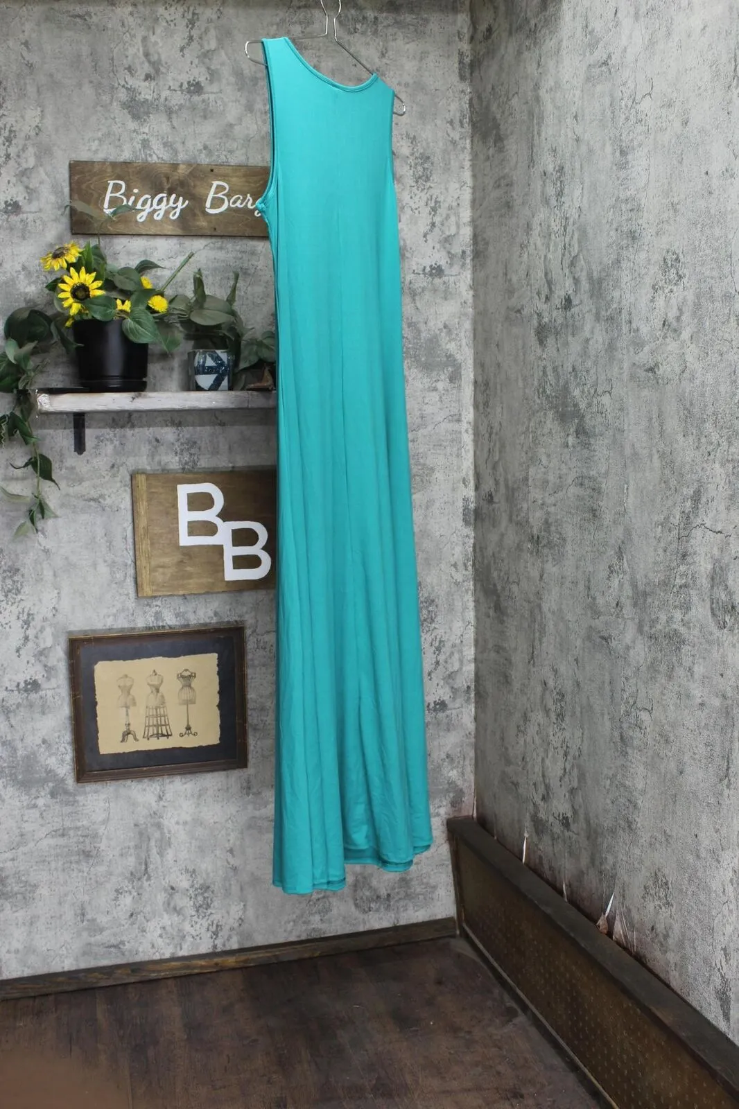 24seven Comfort Apparel Womens Plus Size Simple A-line Tank Maxi Dress P020695