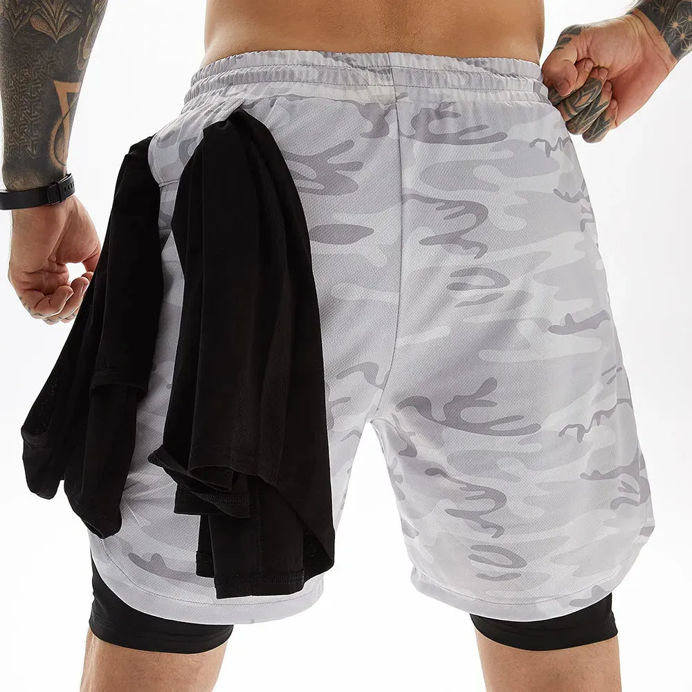 2pc-Earphone-Ring through-mens built-in pocket sweat-gym Fitness shorts