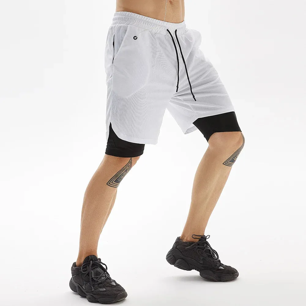 2pc-Earphone-Ring through-mens built-in pocket sweat-gym Fitness shorts