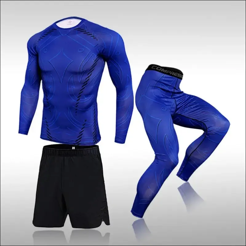 3 pcs set men workout sports suit gym fitness compression clothes running jogging sport wear