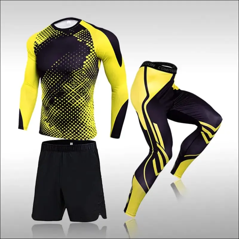 3 pcs set men workout sports suit gym fitness compression clothes running jogging sport wear