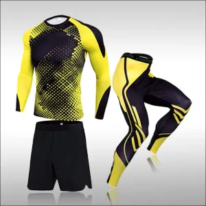 3 pcs set men workout sports suit gym fitness compression clothes running jogging sport wear