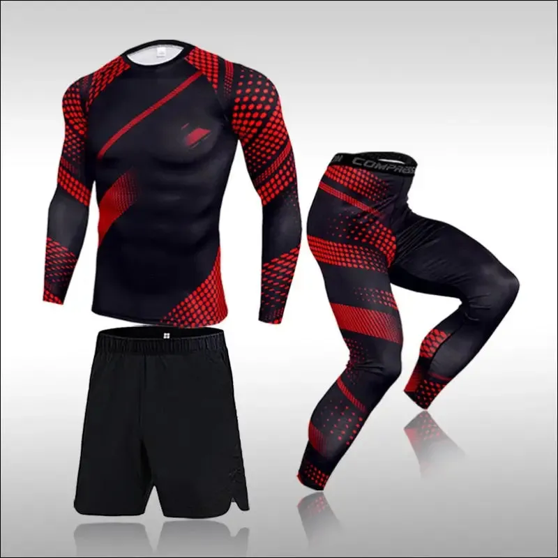 3 pcs set men workout sports suit gym fitness compression clothes running jogging sport wear
