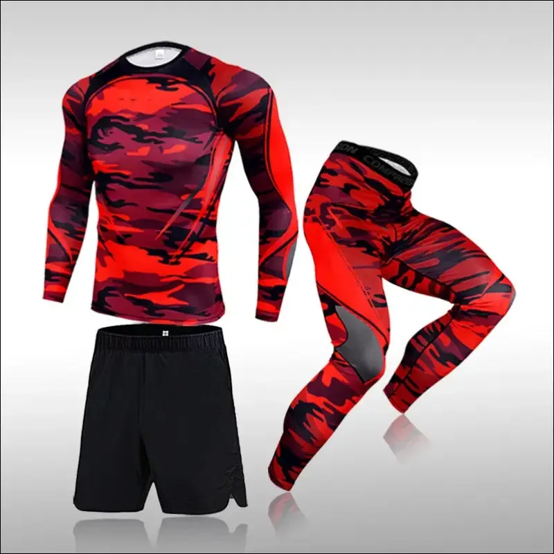 3 pcs set men workout sports suit gym fitness compression clothes running jogging sport wear