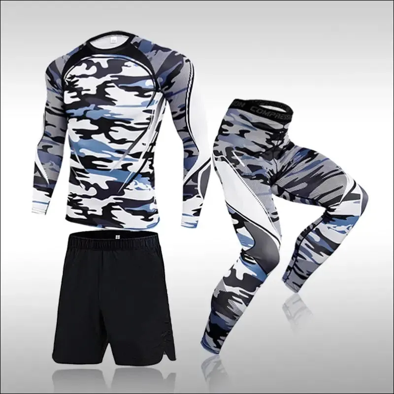 3 pcs set men workout sports suit gym fitness compression clothes running jogging sport wear