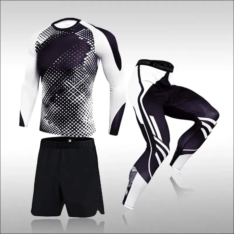 3 pcs set men workout sports suit gym fitness compression clothes running jogging sport wear