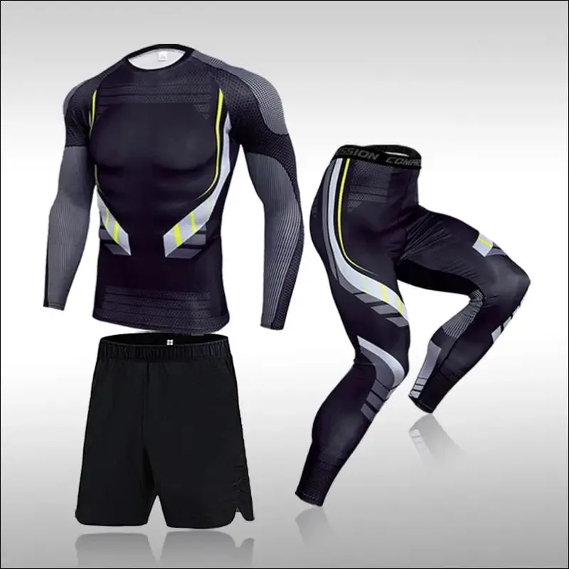 3 pcs set men workout sports suit gym fitness compression clothes running jogging sport wear