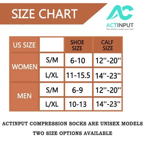 4-Pairs Black Compression Socks for Man and Woman (15-20 mmHG）| ACTINPUT
