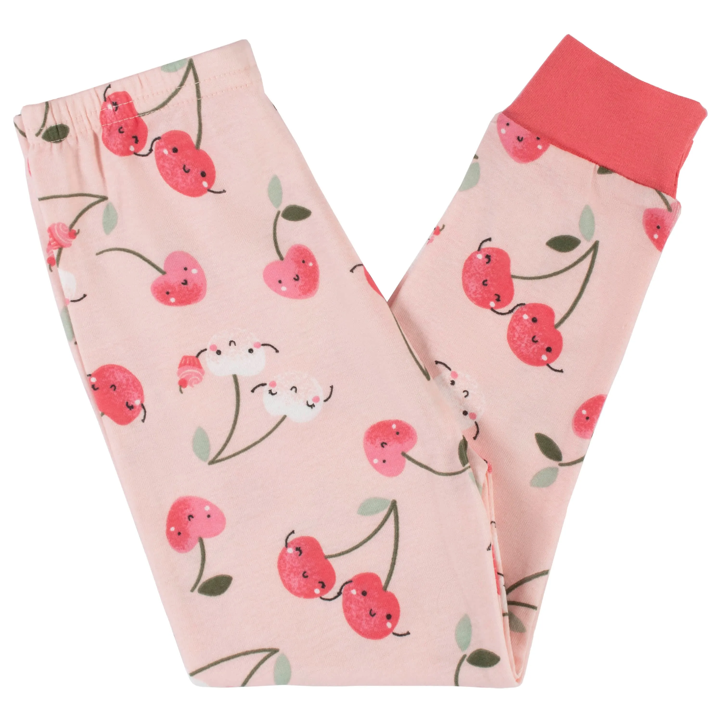 4-Piece Infant & Toddler Girls Cherry Kisses Snug Fit Cotton Pajamas