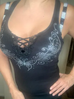 4500 Butterfly Lace Racer Tank