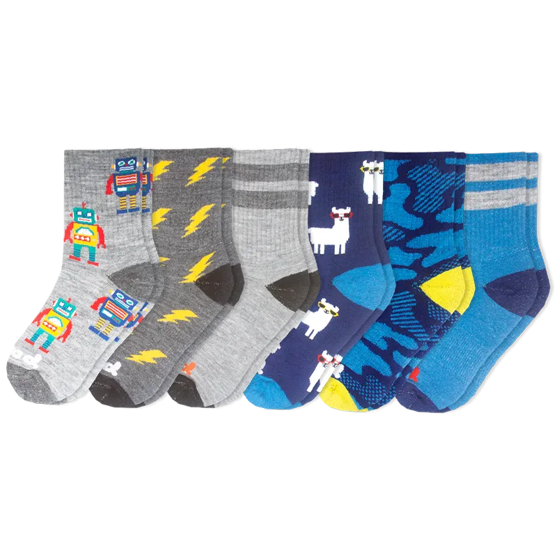 6 Pack - Kids' Crew Pacas Socks