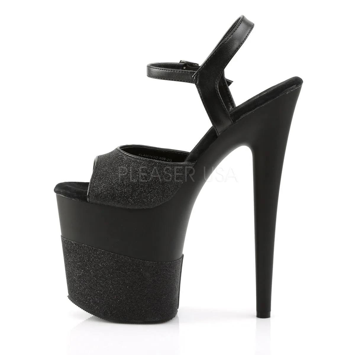8 Inch Heel FLAMINGO-809-2G Black Glitter