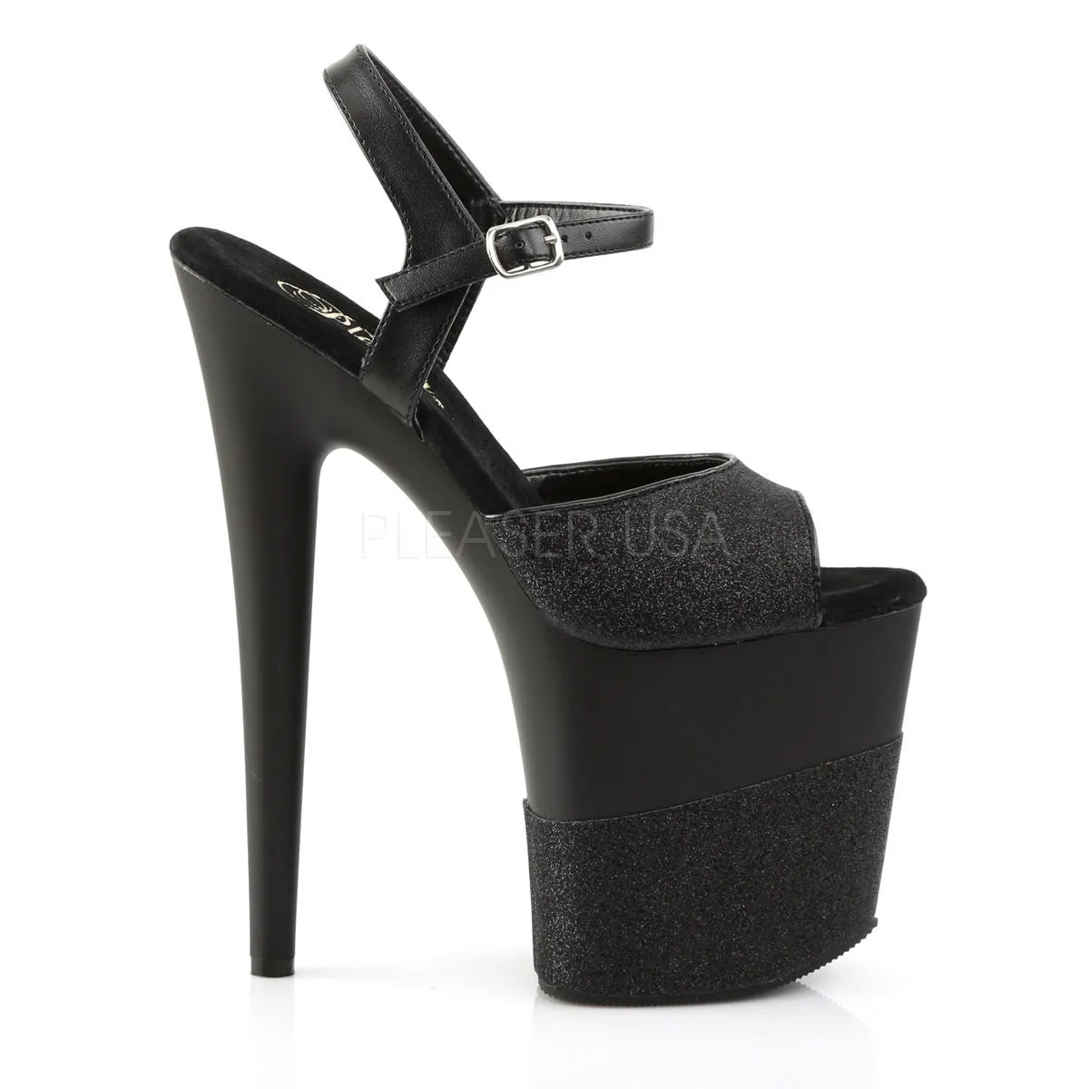 8 Inch Heel FLAMINGO-809-2G Black Glitter