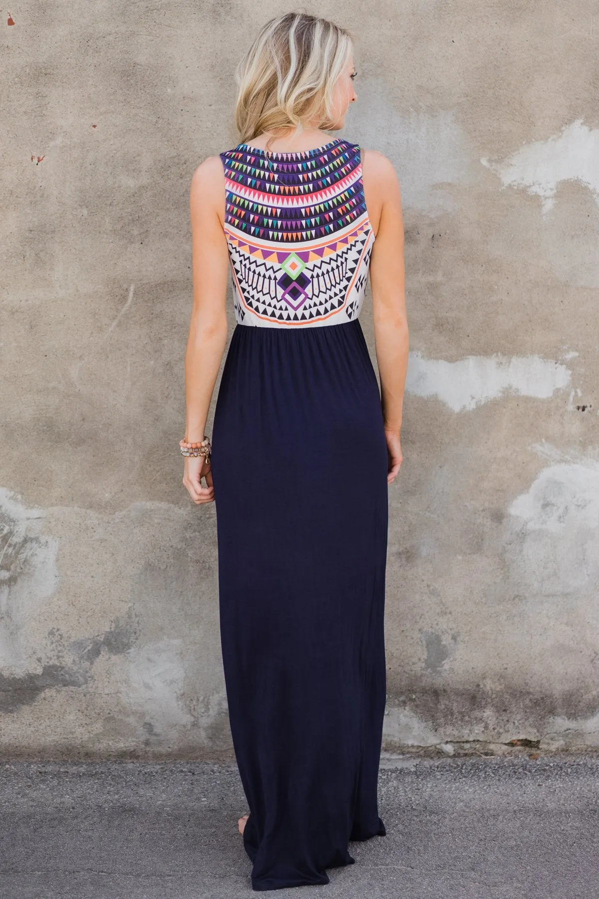 A Night in Paradise Maxi Dress- Navy