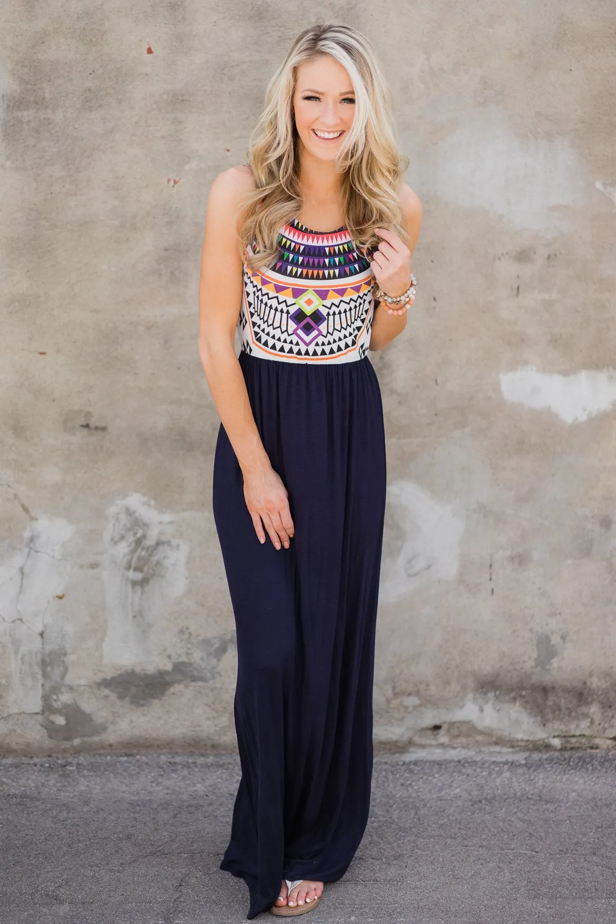 A Night in Paradise Maxi Dress- Navy