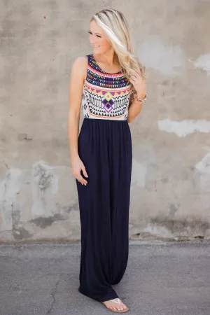 A Night in Paradise Maxi Dress- Navy
