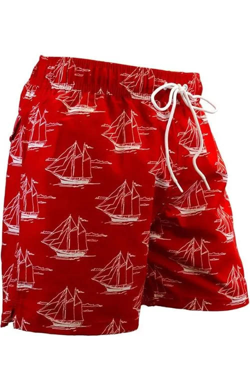 Adoretex Men's Sailing Boat Printed Beach Board Shorts (MP015)