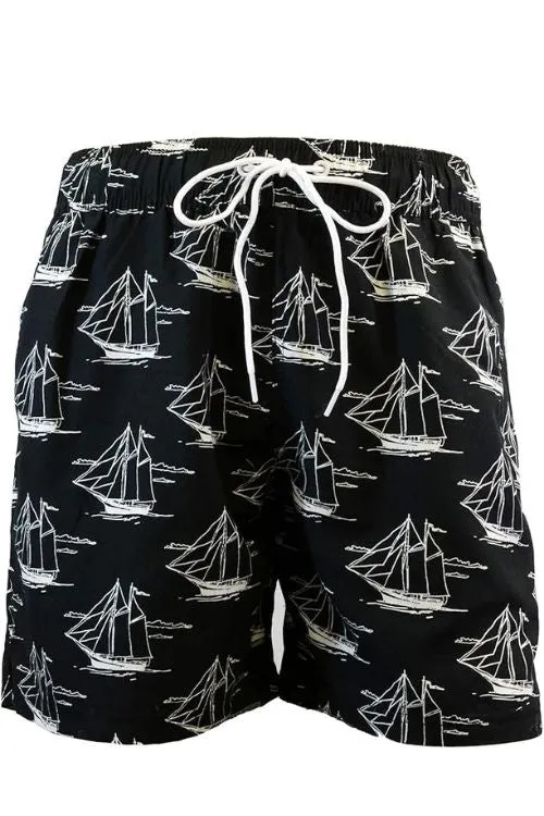 Adoretex Men's Sailing Boat Printed Beach Board Shorts (MP015)