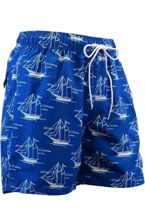 Adoretex Men's Sailing Boat Printed Beach Board Shorts (MP015)