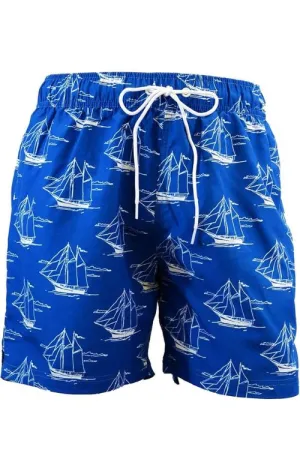 Adoretex Men's Sailing Boat Printed Beach Board Shorts (MP015)