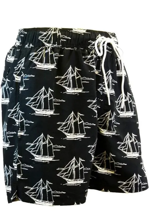 Adoretex Men's Sailing Boat Printed Beach Board Shorts (MP015)