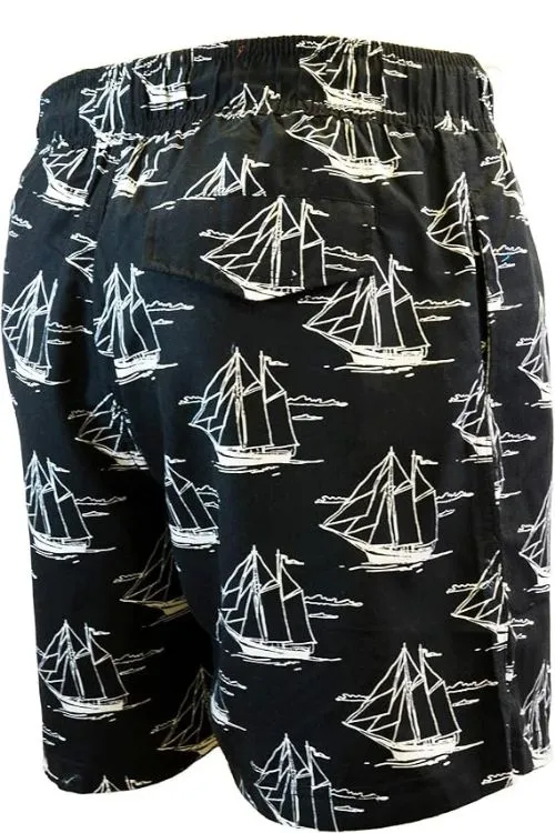 Adoretex Men's Sailing Boat Printed Beach Board Shorts (MP015)