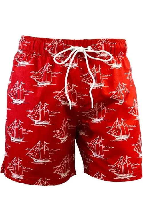 Adoretex Men's Sailing Boat Printed Beach Board Shorts (MP015)