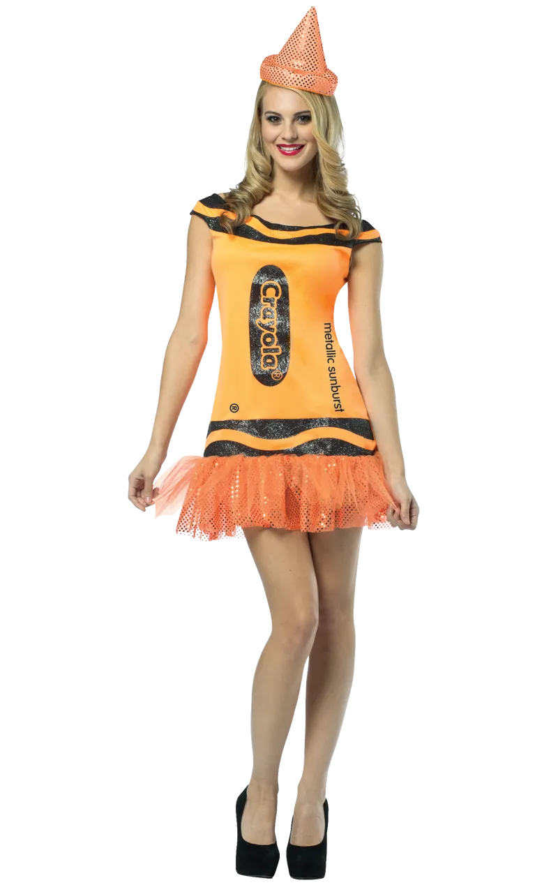 Adult Orange Glitter Crayola Costume