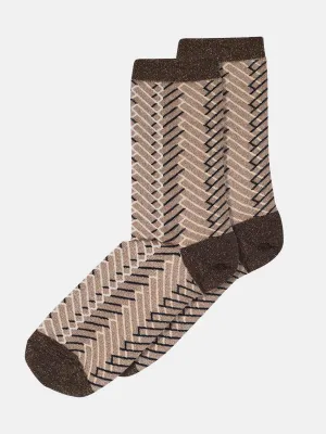 Alice Glitter Socks - Brown Sienna