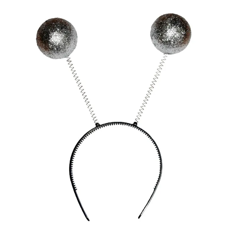 Alien Glitter Ball Headband - Silver
