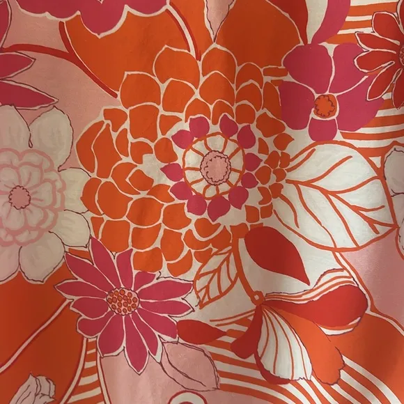Annie Selke x Pine Cone Hill Far Out Floral Tangerine Womens Pajamas Size XS