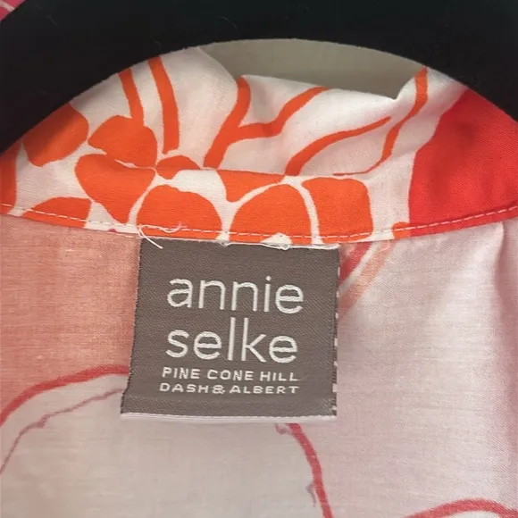Annie Selke x Pine Cone Hill Far Out Floral Tangerine Womens Pajamas Size XS