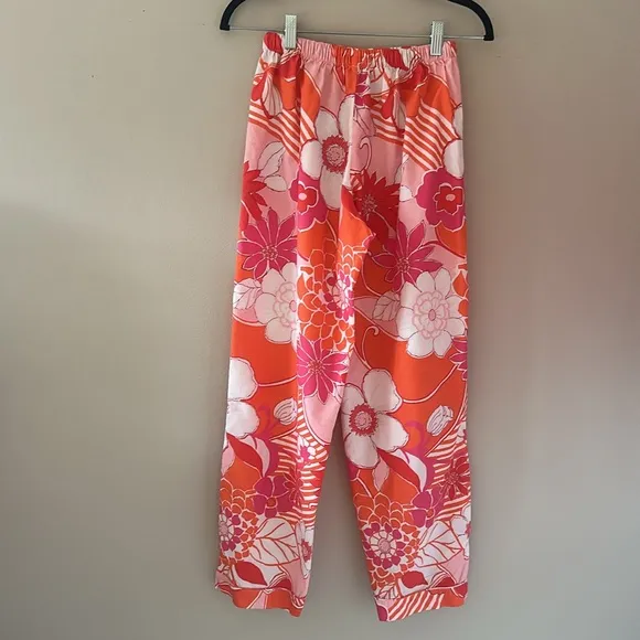 Annie Selke x Pine Cone Hill Far Out Floral Tangerine Womens Pajamas Size XS
