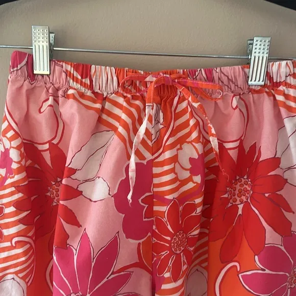 Annie Selke x Pine Cone Hill Far Out Floral Tangerine Womens Pajamas Size XS